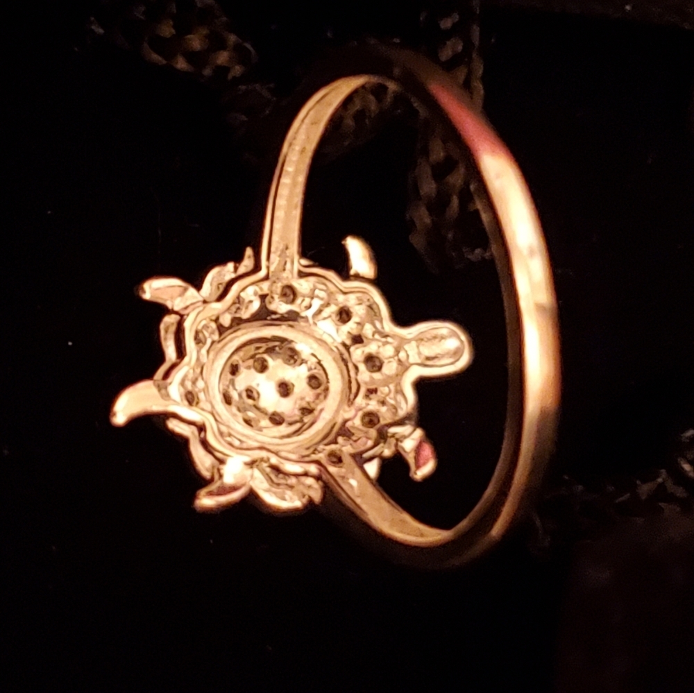 Diamond Sterling Silver Turtle Ring 0.5 ctw - Picture 5 of 10